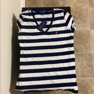 Polo T-shirt, looks black but is navy